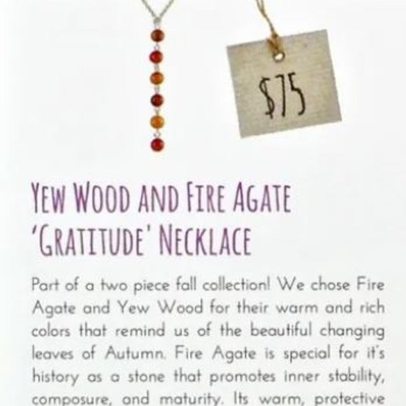 Yew Wood & Fire Agate "Gratitude" Necklace - Picture 7 of 7